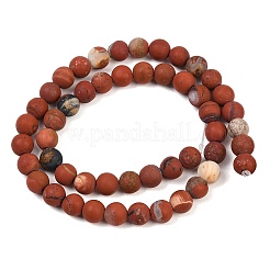 Fili di perline di diaspro rosso naturale smerigliato&nbsp;G-C270-M01-8mm