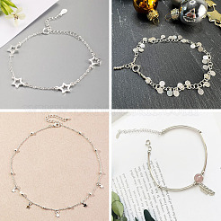 6 Stück 6 Stil Sterling Silber Kabelkettenverlängerung&nbsp;FIND-TA0002-40