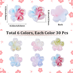 180 pieza de cabujones de resina con flores de 6 colores&nbsp;MRMJ-SC0001-58
