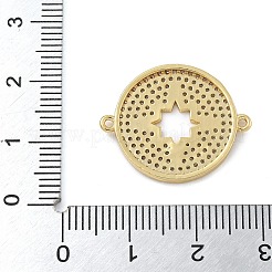 Dijes de conector de estrella hueca redondos planos con micro pavé de circonita cúbica transparente enchapado en latón&nbsp;KK-A234-082G