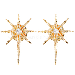 2 pieza de alfiler de solapa de latón con micropavé de circonita cúbica transparente para ropa&nbsp;JEWB-FH0002-54G