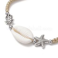 Pulseras de cuentas trenzadas de concha de cauri natural para mujer&nbsp;BJEW-JB11765-05