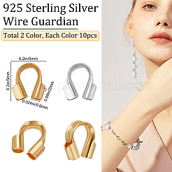 20 Stück 2 Farben 925 Sterling Silber Draht Wächter und Protektoren&nbsp;STER-BBC0001-24