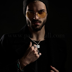 Collier avec pendentif en forme de chaîne Figaro en acier inoxydable 304&nbsp;NJEW-BBC0001-28B-P