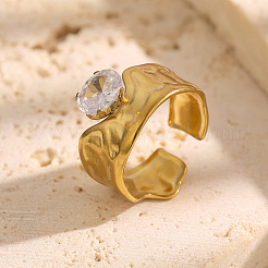 Anelli polsino aperto in acciaio inossidabile 304 con strass per donna&nbsp;WGC538A-01