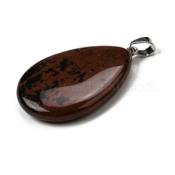 Acajou naturel pendentifs en obsidienne&nbsp;G-F820-14P-16