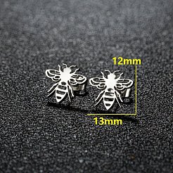 Pendientes de botón de acero inoxidable Bees 201&nbsp;FS-WGD71BE-03