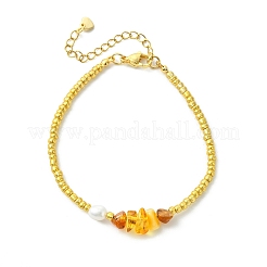 Pulseras elásticas para mujer con ámbar natural&nbsp;BJEW-JB13829
