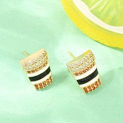 Boucles d'oreilles en laiton avec zircone cubique de micro pave&nbsp;EJEW-G471-37G-01