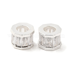 Rack-Plattierung Messing Micro Pave Kubisch Zirkonia European Beads&nbsp;KK-F866-09S