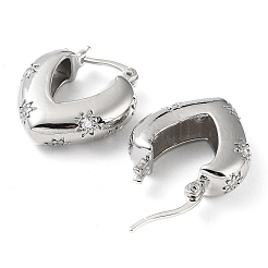 Orecchini a cerchio con cuore in zirconia cubica trasparente e stella&nbsp;EJEW-Q024-02P