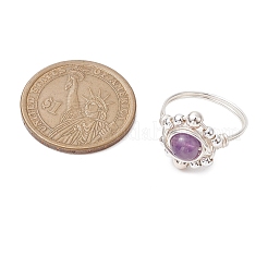Runder natürlicher Lapislazuli & Amethyst & grüner Aventurin & Karneol Fingerring&nbsp;RJEW-TA00162
