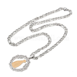 Bague avec pendentif Vierge Marie en acier inoxydable 201 pour hommes et femmes&nbsp;LS-NJEW-K283-23G