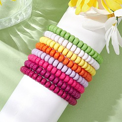 Set aus elastischen Armbändern mit Rondellperlen aus Acryl&nbsp;BJEW-JB11020-02