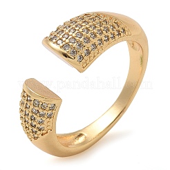 Bagues manchette en laiton micro pavées en oxyde de zirconium transparent pour femmes&nbsp;RJEW-B112-06G