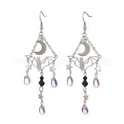 Pendientes colgantes de acero inoxidable y vidrio para Halloween&nbsp;EJEW-TA00833