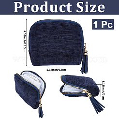Bolsas de terciopelo con cremallera para joyería con borla&nbsp;ABAG-WH20009-32C