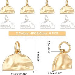 8 Stück 2 Farben Messing gehämmert Halbkreis Charms&nbsp;KK-FH0002-55