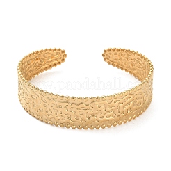 Braccialetti a polsino piatto testurizzati in acciaio inossidabile 304&nbsp;BJEW-G694-02G
