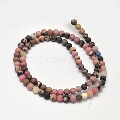 Bereift natürliche rhodonite runde Perle Stränge&nbsp;G-F266-13-4mm