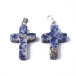 Pendentifs en jaspe tache bleue naturelle&nbsp;G-J354-05A