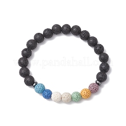 Stretch-Armbänder aus natürlichem Lavastein mit runden Perlen für Männer und Frauen&nbsp;BJEW-JB11748