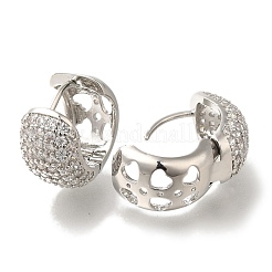 Pendientes de aro de latón chapado en cremallera con micropavé de circonitas cúbicas&nbsp;EJEW-H016-13P-04