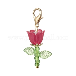 Decorazioni pendenti con perle di imitazione in acrilico e plastica e perline di semi giapponesi&nbsp;HJEW-JM03232-02