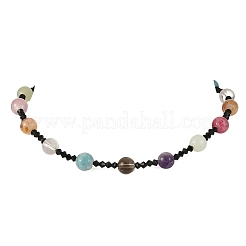 Collane da donna rotonde in pietra naturale mista e perline di vetro bicono nero.&nbsp;NJEW-TA00272