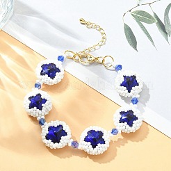 Miyuki glass seed & lampwork & strass tressé bracelets chaîne à maillons étoiles&nbsp;BJEW-MZ00038-01