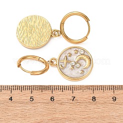 Pendientes de aro colgantes de acero inoxidable 304 con rhinestone para mujer.&nbsp;EJEW-F417-01G-01