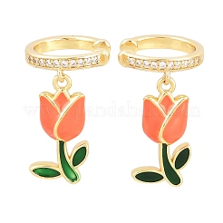 Valentinstag-Ohrringe aus Messing mit klaren Zirkonia&nbsp;EJEW-Z164-09G-02