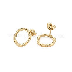 Pendientes de aro hueco de acero inoxidable 304 con revestimiento iónico (IP) para mujer&nbsp;X-EJEW-N097-003LG
