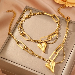 304 Edelstahl-Anhänger-Halsketten & Charms-Armband-Sets&nbsp;SJEW-Z003-04G