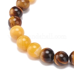 Pulsera elástica con cuentas redondas de ágata natural&nbsp;BJEW-JB08400-05