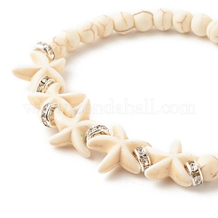 Bracciale elastico sintetico con stelle marine turchesi&nbsp;BJEW-JB07702-04