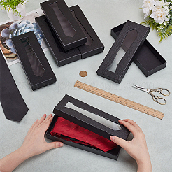 Cajas de almacenamiento de corbatas de cartón y papel con ventana visible&nbsp;LS-CON-WH0107-63