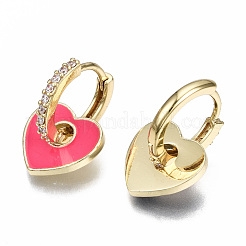 Orecchini a cerchio huggie in zirconi cubici trasparenti micro pavè&nbsp;EJEW-S210-018-NR