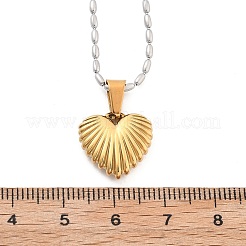Colliers avec pendentif en forme de cœur rainuré en acier inoxydable 304 pour femmes&nbsp;NJEW-S439-03B-GP
