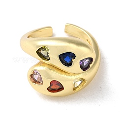 Laiton plaqué en rack avec anneaux de manchette ouverts en zircone cubique colorée&nbsp;RJEW-M158-04G