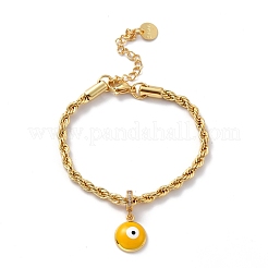 Bracciali con ciondoli in ottone smaltato per il malocchio&nbsp;BJEW-L652-21-G