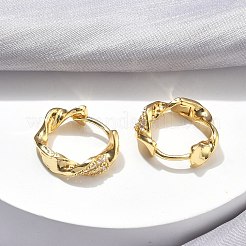 Boucles d'oreilles créoles en laiton zircon cubique micro pavé&nbsp;EJEW-C182-05A-G