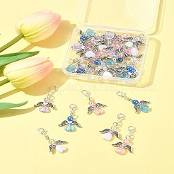32 pz 4 colori angelo acrilico trasparente con decorazioni pendenti in lega&nbsp;HJEW-FS00040-01