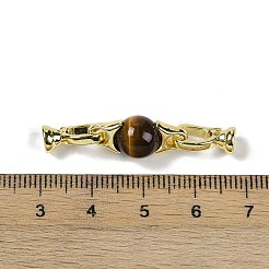 Natürliches Tigerauge mit Messing-Faltverschlüssen&nbsp;G-G141-03G-14