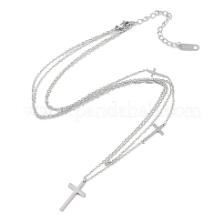 Collane con ciondolo a croce religiosa in acciaio inossidabile 304 anti-ossidazione per donna&nbsp;NJEW-K276-05B-P