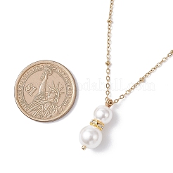 Weiße runde Muschelperle Schneemann Anhänger 304 Edelstahl Satellitenkette Halsketten&nbsp;NJEW-JN05428