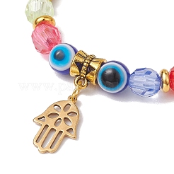 Pulseras elásticas con cuentas de resina y acrílico del mal de ojo&nbsp;BJEW-JB10431