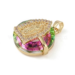 Zircone cubique en laiton avec pendentifs en verre&nbsp;KK-Q815-10G