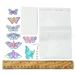 Kits para hacer joyas con pendientes colgantes y adornos de metal grabados en acero inoxidable 201 con forma de mariposa&nbsp;DIY-FS0007-47