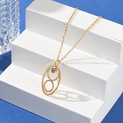 Collane a catena con ciondolo a dodici costellazioni in acciaio inossidabile 304 con zirconi cubici e rune per donna&nbsp;NJEW-B121-02G-02